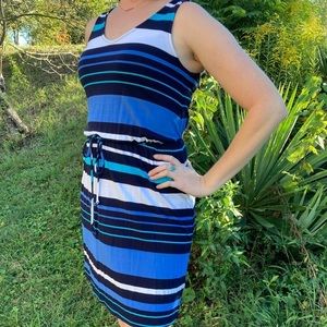 Joie & I Blue and White Striped Sleeveless Knee-Length Dress Women XS
